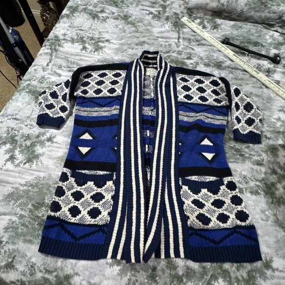 Lucky Brand Blue and White Knit Cardigan - Picture 7 of 8